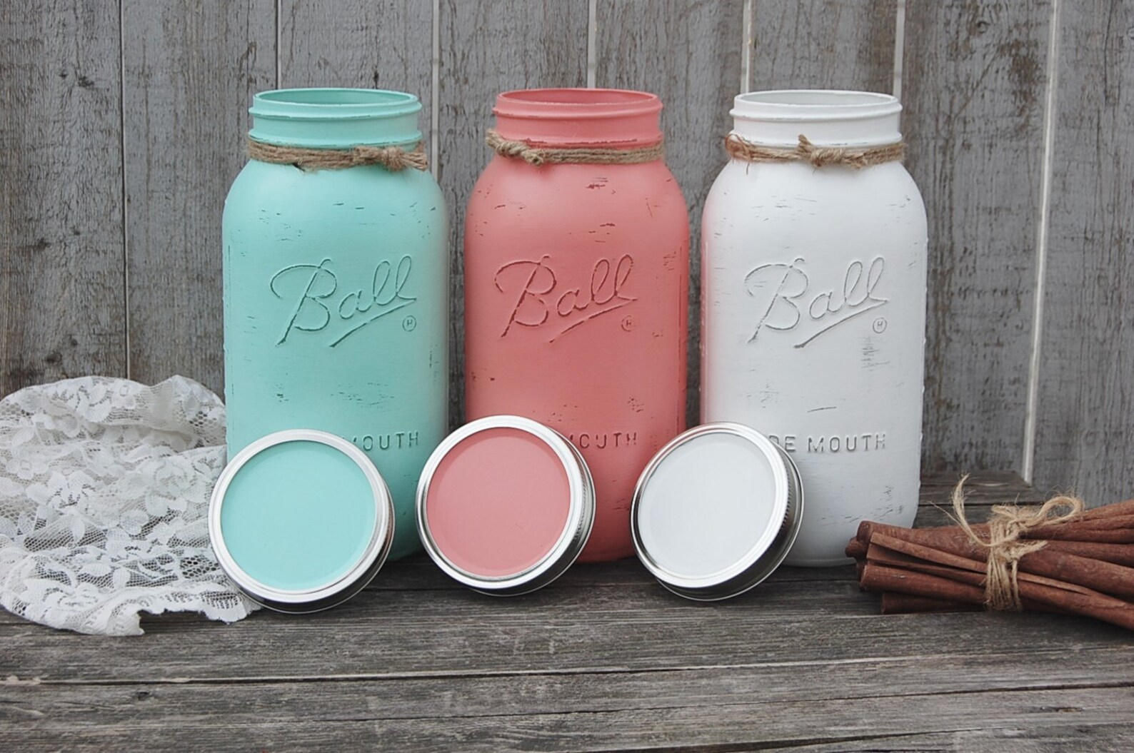 Large Mason Jar Canister Set Kitchen Storage Jars Shabby Etsy