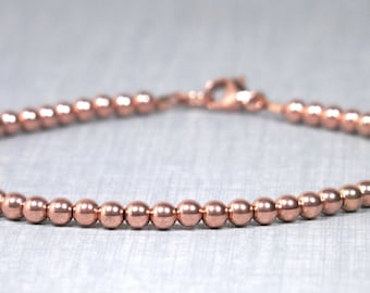 Bracelet de perles en or rose Perles en gold filled 14 carats Bracelet minimaliste de petites perles Bracelet simple en or rose