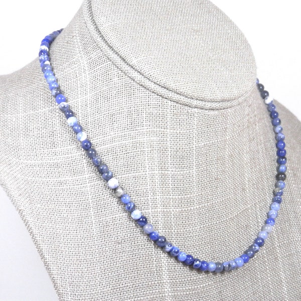 Shades of Blue Sodalite Necklace - Denim Friendly Small Bead Necklace - Choice of Lengths - Genuine Stone Beads