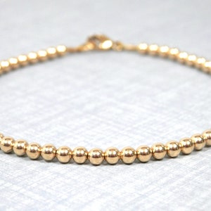 14K Yellow gold filled bracelet Dainty gold bead bracelet Minimalist design Stacking bracelet 14K lobster claw clasp