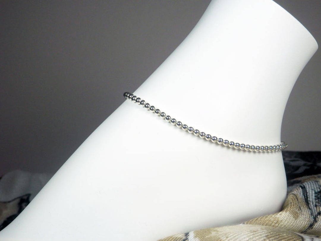 Sterling Silver Anklet Silver Bead Anklet Sterling Silver Etsy