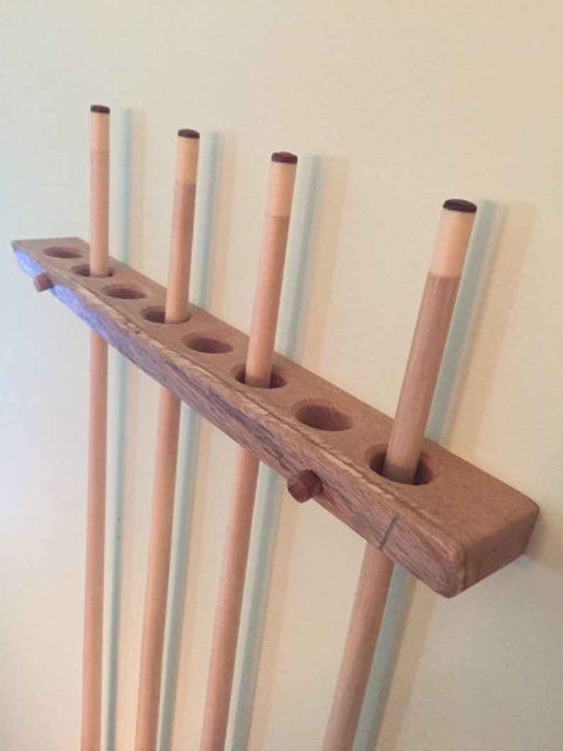 Oak Pool Cue Rack Rustic Pool Cue Rack Natural Edge Pool Etsy