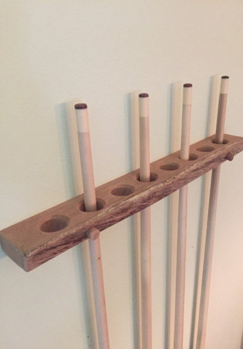 Oak Pool Cue Rack Rustic Pool Cue Rack Natural Edge Pool Etsy