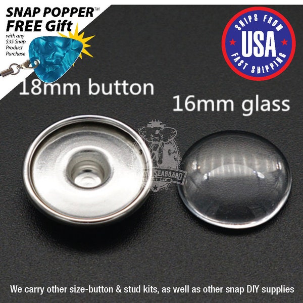 DIY 16mm Glass Cabochon/18mm Snap Charm Stud Base Fits 18-20mm Snaps and Brands Like Ginger Snaps Noosa, Magnolia & Vine