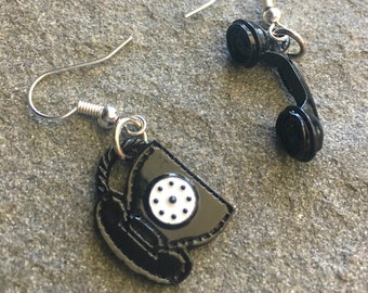 Hello? Telephone Acrylic Asymmetrical Whimsical Earrings