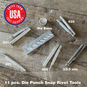 11 Pieces Snap Setting Tool Set, Leather Craft Snap Fastener Setter Rivet Setting Punch Die Tools--For #633, #655, #831, #201