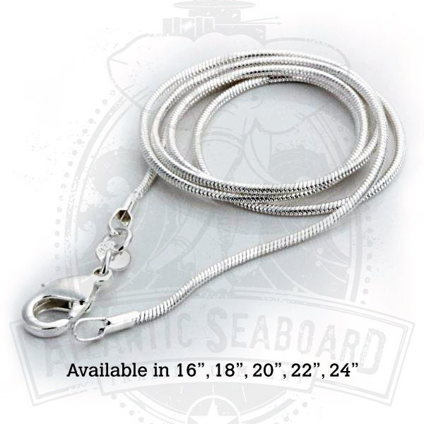 925 Sterling Silver Stamp 925 SNAKE 1 mm Chain Necklace Available in 16" and 18"