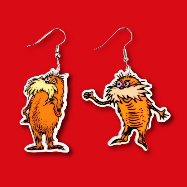 Lorax Dr. Seuss dangle earrings--I speak for the trees