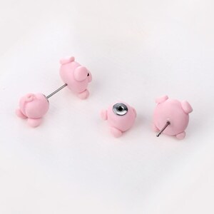 Pig Earrings Clay Polymer Fun Animal Earrings image 4