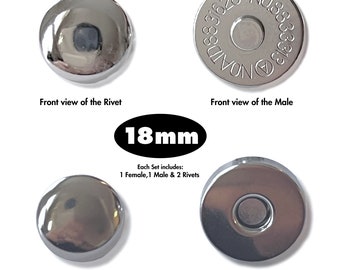 18mm Double Rivet Magnetic Closure/Fastener for Purses and Craft 5pcs/10pcs