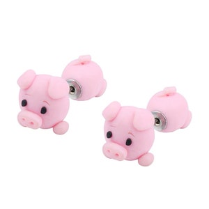 Pig Earrings Clay Polymer Fun Animal Earrings image 2