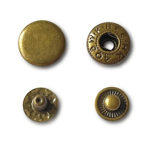 Brass Tone Snap Closure 3 sizes 10/12.5/15mm Leather Craft Snaps/Fastener Button