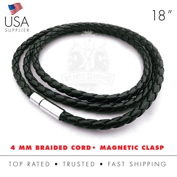 Black Braided Leather Necklace Cord