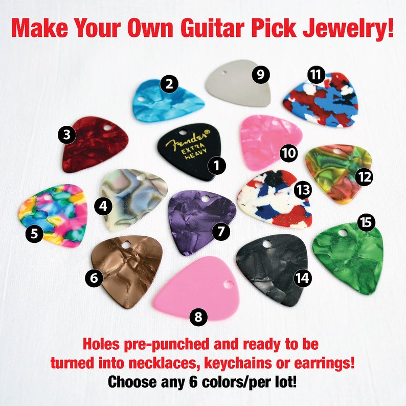 DIY Guitar Picks w/ Pre-Punched Holes-YOU Choose the COLORS | Etsy