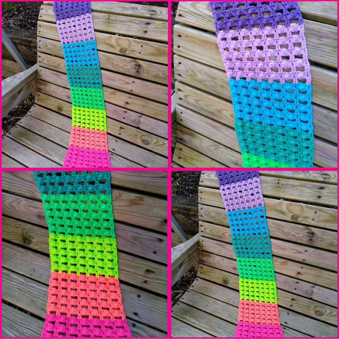 40 Rainbow Crochet Patterns to Brighten Home Decor, Gifts, and Everyday Accessories 10 Rainbow River Scarf Crochet