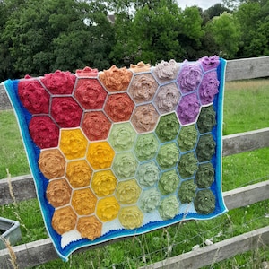 The Elements in Flowers - Hexagon Flowers Crochet Blanket US Terms