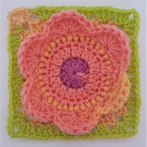 Lily Pad Granny Square Crochet Pattern UK Terms