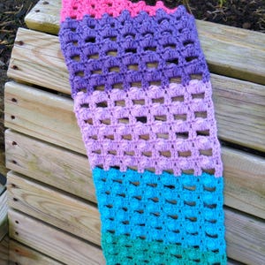 Rainbow River Scarf Crochet Pattern UK Terms