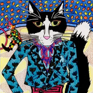 De Grote Mushypea-kat kaart-wenskaart-verjaardagskaart-kat kunst-briefpapier-kattenliefhebbers kaart-kaarten-katten-dierenkunst-dierenkaarten