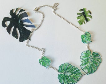 Monstera leaf necklace- Monstera necklace - leaf necklace - plant necklace - jewellery - tropical necklace