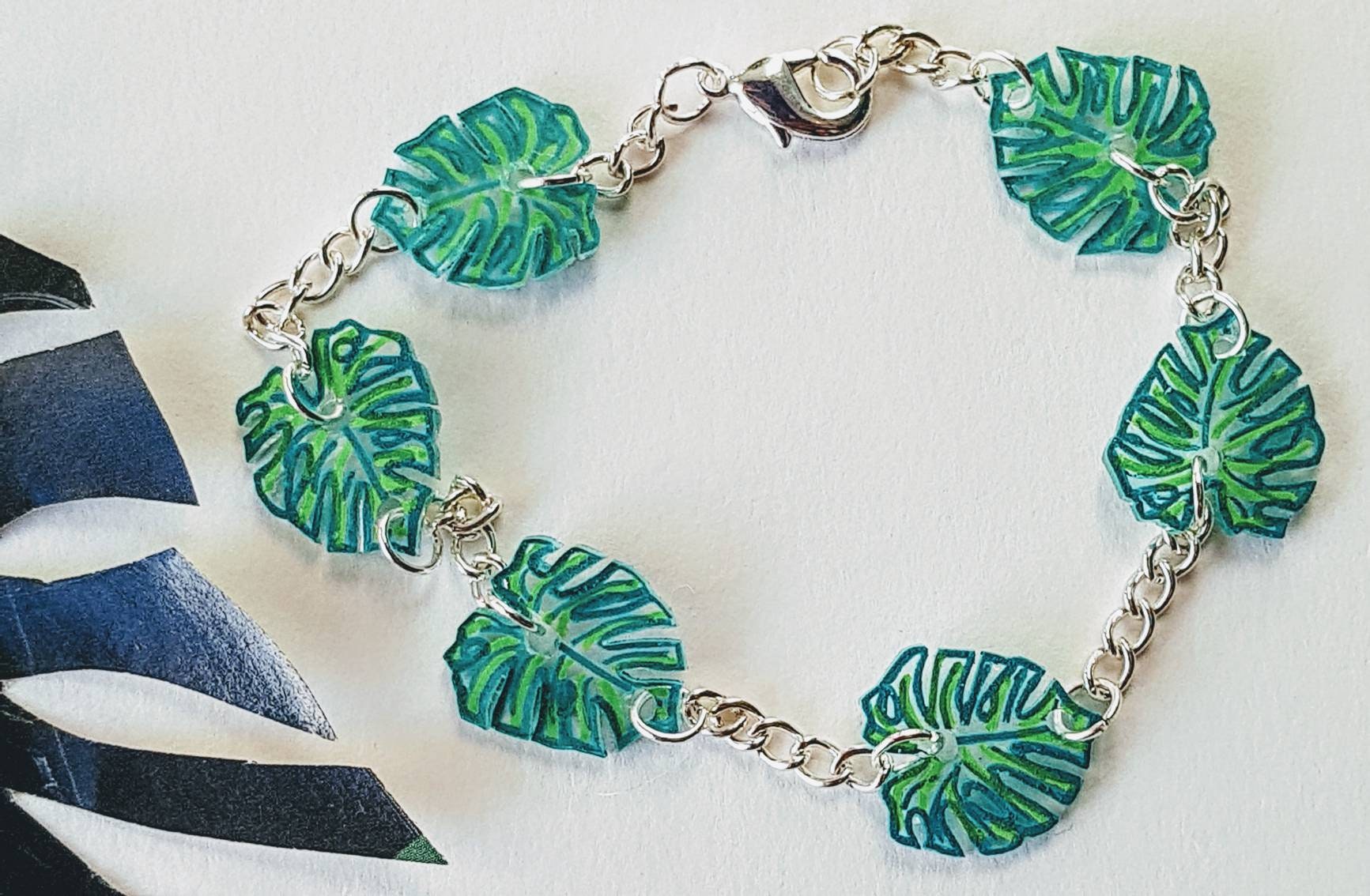 Beautiful Bracelet Gemstones Green Leaf On Stock Photo 2356352533 |  Shutterstock