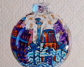 Palline di Natale Liverpool Skyline - Palline di vetro Liverpool - Palline Liverpool - Ornamenti Liverpool Skyline - Decorazioni natalizie