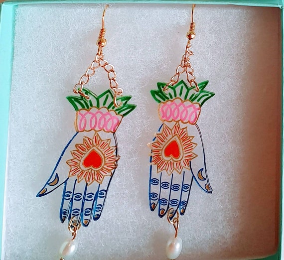 Milagros Hand earrings-Hand earrings - Milagros drop earrings