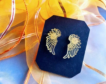 Pendientes de ala de oro - pendientes de pegaso- pendientes de perno de pegaso de oro- pendientes de perno - pendientes de acrílico de oro