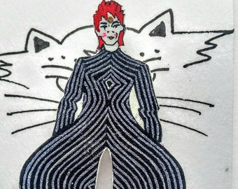 ZIGGY STARDUST BROOCH-Gift for David Bowie lovers-David Bowie brooch-Bowie brooch-Brooch-Jewellery-Costume jewellery-Gift -70s/80s music fan