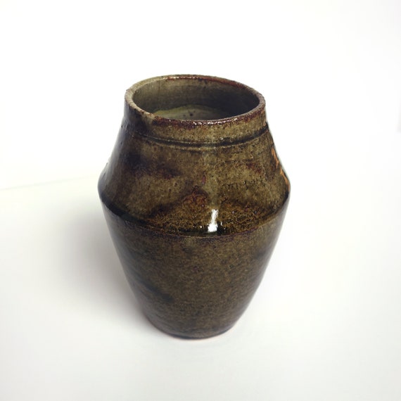 Olive Green Pottery Vase Simple Vase Flower Vase Rustic Etsy