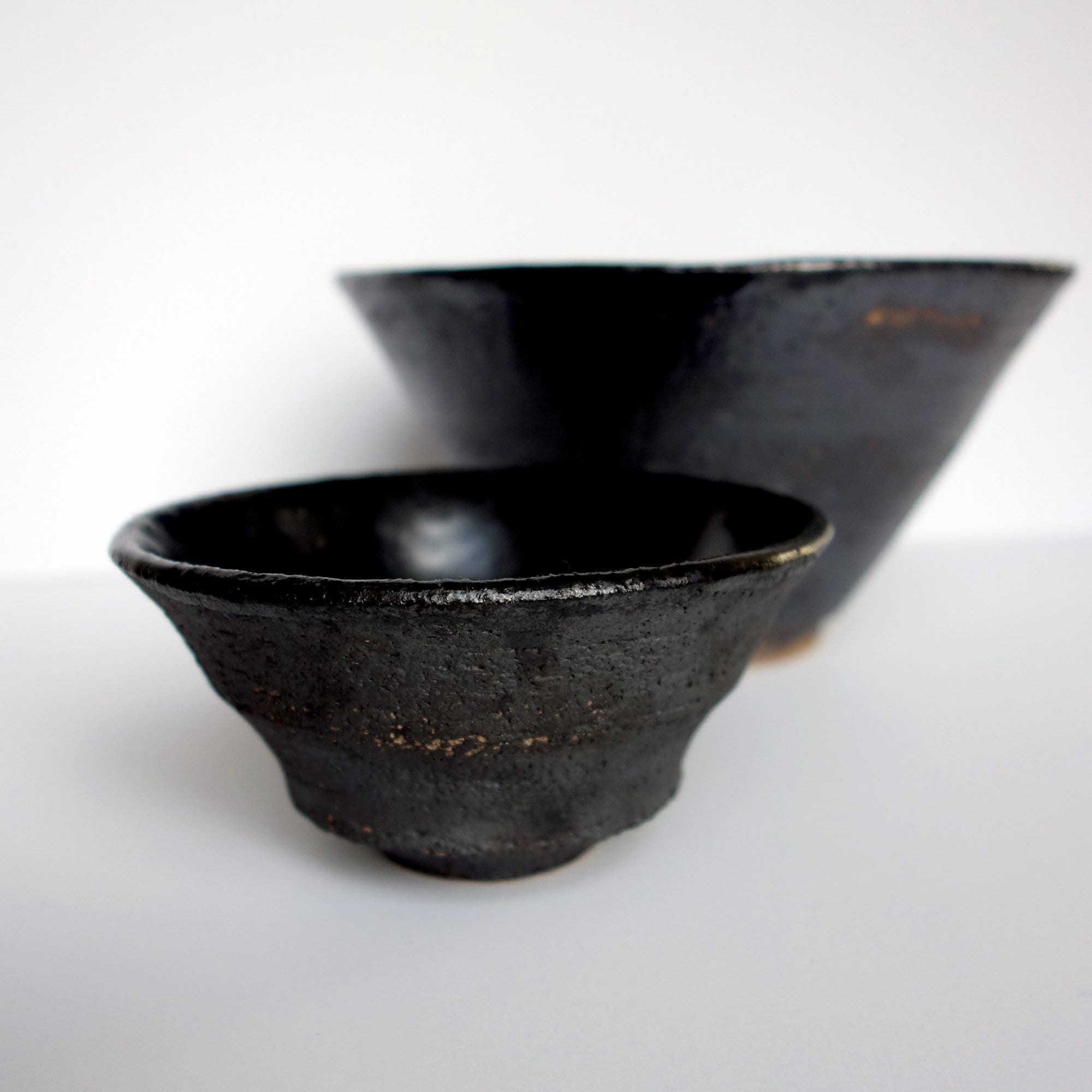 Set of two black pottery bowls. Black ceramic bowl. Black Etsy