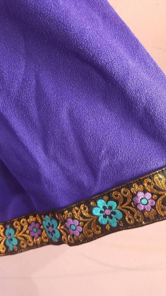 Vintage 1970s Royal Blue Purple Maxi Dress Kaftan… - image 6