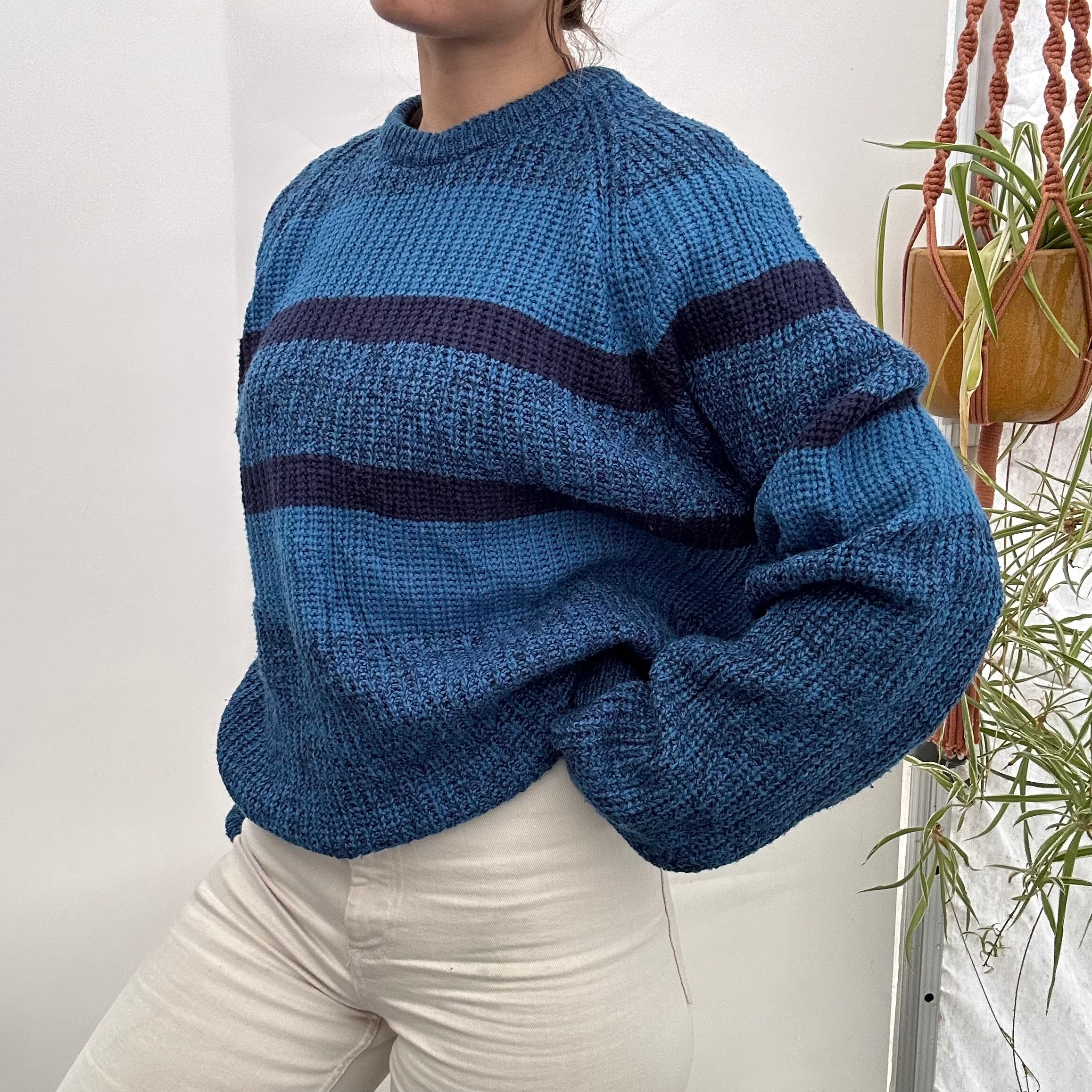 Chunky Wool Knit Sweater With Loose Fit, Colorful Hand Knitted Jumper, Gift  for Wife 