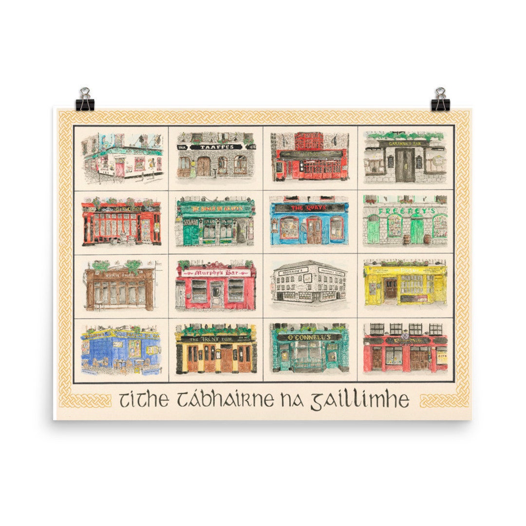 Pubs of Galway Watercolor Art Print | Ireland Bar Scene Giclée