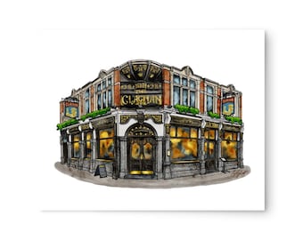 The Clachan, Soho London Pub Art Print Illustration