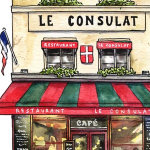 Paris Art Print, Le Consulat Cafe, Parisian Coffee Shop Framed Giclee Print, France Travel Art, Watercolour Home Decor, Andie Laf Designs image 5