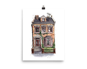 London Art Print, London Townhouse, UK Architecture | 8x10 Framed Giclee Art Print,  Watercolour Home Decor, Andie Laf Designs