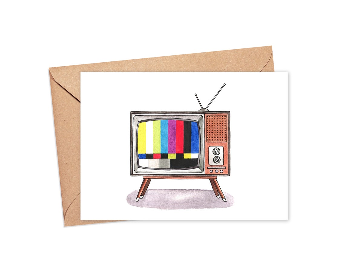 Blank Greeting Card Set 3 5 or 10 Pack Funny Retro TV Etsy