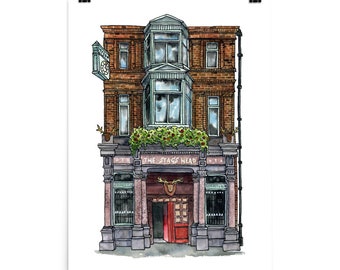 Druk artystyczny z Dublina, pub The Stag's Head, irlandzka akwarela giclée