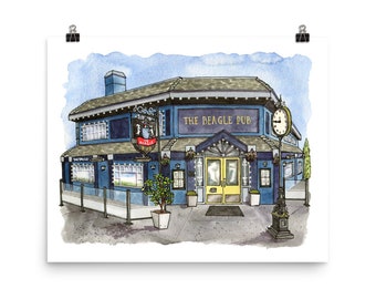 Victoria BC Artwork, The Beagle Pub of Cook Street  | Wall Decor British Columbia, Canada Framed Watercolour Art Print, Andie Laf Designs