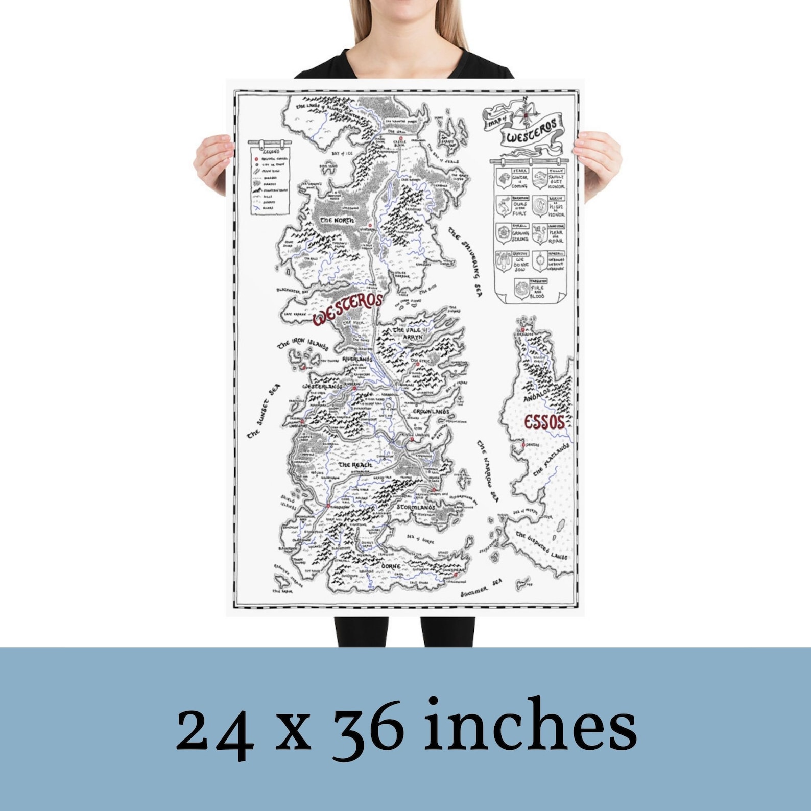 Game of Thrones Map Westeros Fan Art Giclée Watercolour and - Etsy Canada