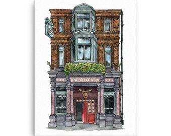 CANVAS The Stag's Head Pub of Dublin, Irish Pub Wall Art, Travel Watercolour Canvas Art Print, Andie Laf Designs