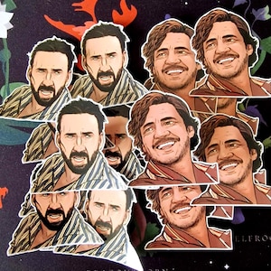 Adesivos de memes de Nic Cage e Pedro Pascal