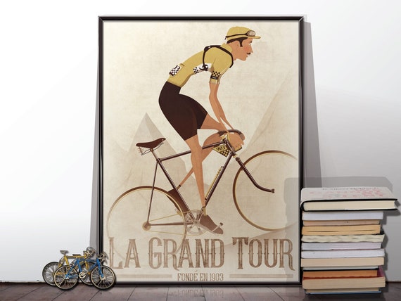 Vintage Style Cyclist Bicycle Bike Poster Wall Art Print Home Etsy