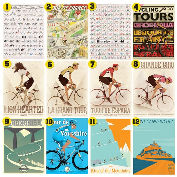 cycle Tour De France Giro DItalia Vuelta a Espa/ña Cycle race Grand Tour Bicycle Bike Race Poster Wall Art Print Home D/écor cycling