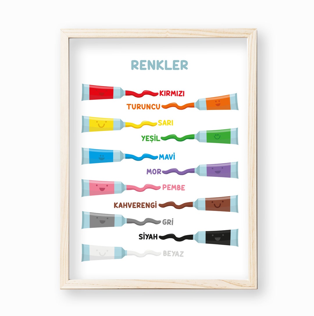 Turk Color Buy Learn Turkish, Turkish Color Tubes Print, Colors Educational Print ...