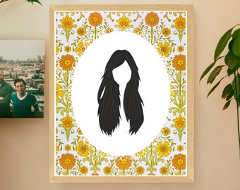 Hairstyle Retro Floral Print 70s Style Vintage Eclectic Art Print