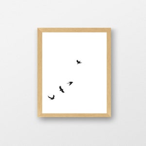 Scattering Ascending Birds Minimalist Art Print Eclectic Art