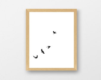 Scattering Ascending Birds Minimalist Art Print Eclectic Art