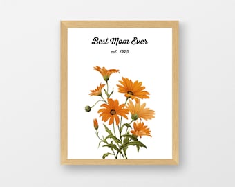 Best Mom Ever Personalized Print Best Grandma Ever Mothers Day Gift Floral Present Daisy Art Wildflower Art